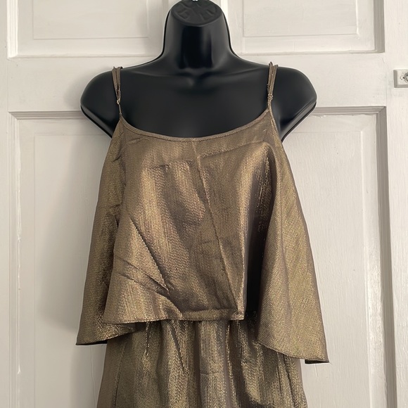 Elizabeth & James Metallic Gold Cocktail Dress Size L - Picture 3 of 13